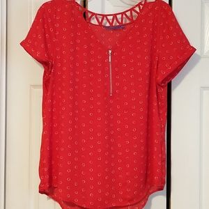 Apt 9 red zip top blouse size Large